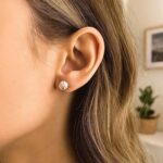 14k White Gold 6mm Sunburst Stud Earrings