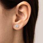 14k White Gold 7mm Cubic Zirconia Stud Earrings White Hue Faceted