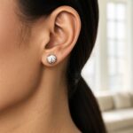 14k White Gold 7mm Round Faceted Ball Stud Earrings