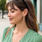 14k White Gold Long Slim Oval Shape Hoop Earrings 2 Inch