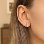 14k White Gold Textured Bar Stud Earrings 14k White Gold Textured Bar Stud Earrings