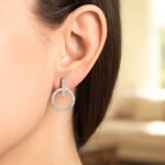 14k White Gold Textured Circle Bar Drop Earrings 14k White Gold Textured Circle Bar Drop Earrings