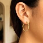 14k Yellow Gold Double Twisted Wire Hoop Earrings 25mm