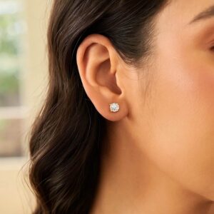 14k Yellow Gold Faceted 4mm Cubic Zirconia Stud Earrings