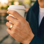 14k Yellow Gold Flat Oval Disc Ring for Men