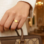 14k Yellow Gold Flat Oval Disc Ring for Women