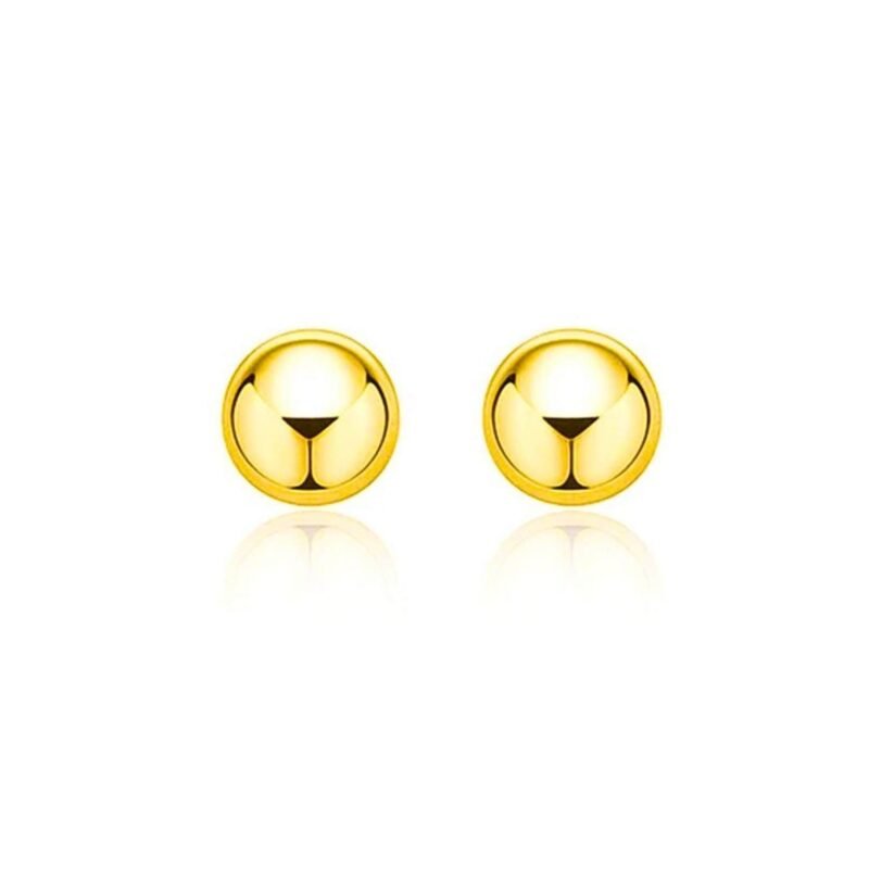 14k Yellow Gold Globe 7mm Ball Stud Earrings