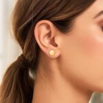 14k Yellow Gold Hexagon Stud Earrings
