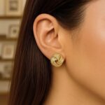 14k Yellow Gold Interweaved Love Knot Stud Earrings 12.7mm