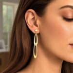 14k Yellow Gold Italian Oval Link Dangle Earrings