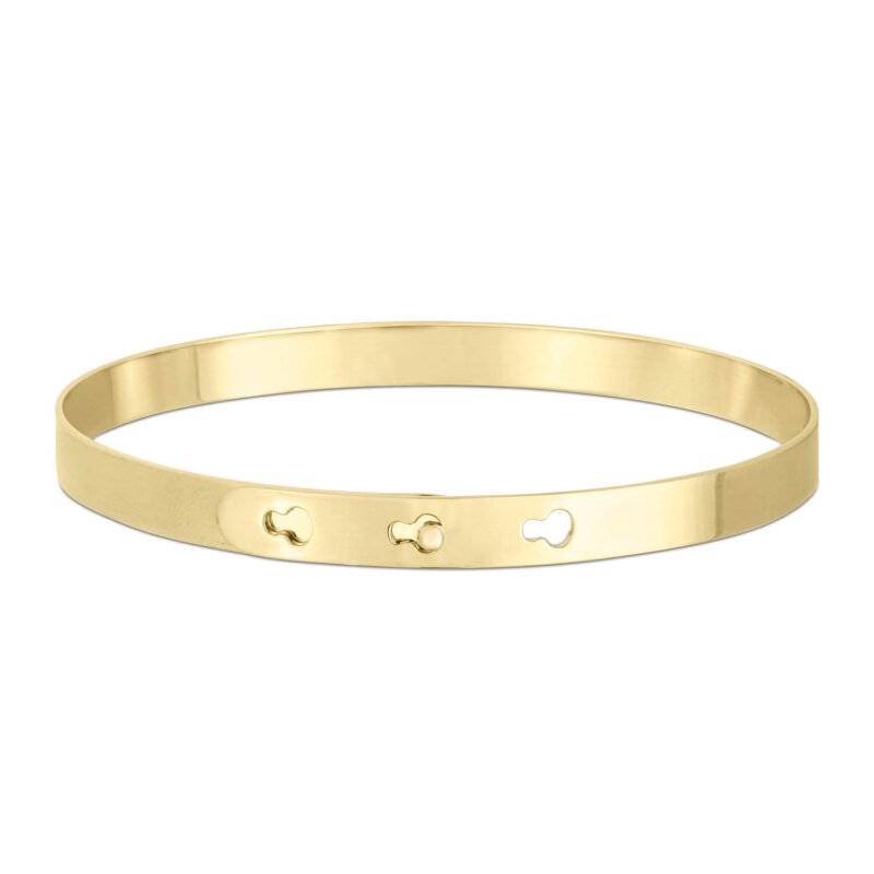 14k Yellow Gold Keyhole Clasp Bangle 6mm