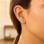14k Yellow Gold Leo Stud Earrings for Women