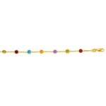 14k Yellow Gold Multi Color Semi Precious Stone Anklet