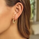 14k Yellow Gold Octagon Hoop Earrings