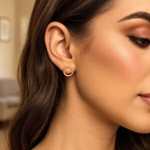 14k Yellow Gold Open Circle Stud Earrings