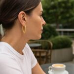 14k Yellow Gold Puffed V Shaped Hoop Earrings