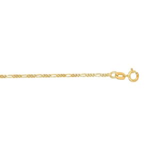 14k Yellow Gold Thin Figaro Anklet 1.3mm