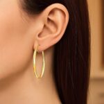 14k Yellow Gold Twisted Oval Hoop Earrings