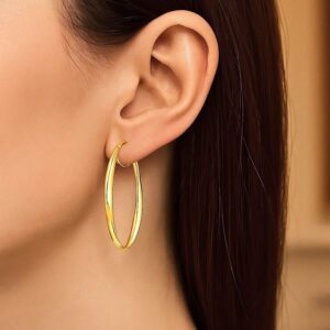 14k Yellow Gold Twisted Oval Hoop Earrings