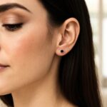 Tiny 3mm Black Cubic Zirconia Stud Earrings 14k White Gold Tiny 3mm Black Cubic Zirconia Stud Earrings 14k White Gold