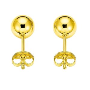 3mm Round Ball Stud Earrings 14k Yellow Gold