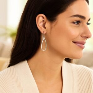 41mm Open Teardrop Dangle Earrings 14K White Gold