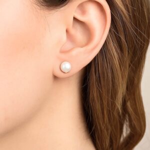 8mm 8.5 mm Cultured Freshwater Pearl Stud Earrings in 14K Yellow Gold