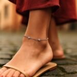 Aesthetic 14k White Gold Cubic Zirconia Station Ankle Bracelet