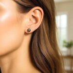 Cultured 6mm Black Pearl Stud Earrings 14k Yellow Gold