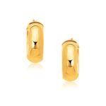 14k Gold Wide Medium Hoop Earrings with Snap Lock