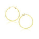 14k Gold Hoop Earrings Polished (2x25 mm)
