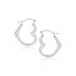 10k White Gold Heart Hoop Earrings