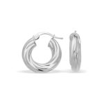 14k White Gold Twist Hoop Earrings
