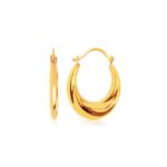 14k Gold Graduated Oval Hoop Earrings