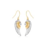 Angel Wings Drop Earrings 10K Gold Two-Tone
