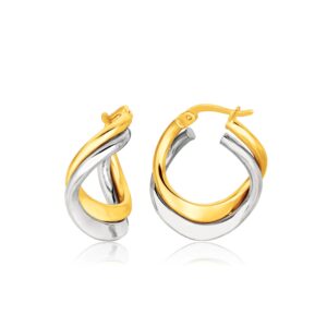 Double Twisted Hoop Earrings in 14k Yellow and White Gold 22 mm