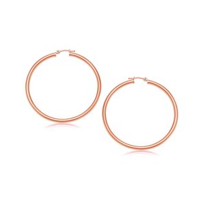 14k Rose Gold Hoop Earrings Polished (3x25mm)