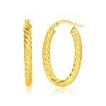 14k Gold Twisted Cable Oval Hoop Earrings