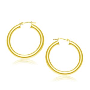 14k Gold Polished Hoop Earrings (4x30 mm)