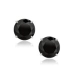8.0mm Round Black Cubic Zirconia earrings 14k White Gold 8.0mm Round Black Cubic Zirconia earrings 14k White Gold