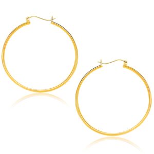 10k Gold Polished Hoop Earrings (1.5x40mm)