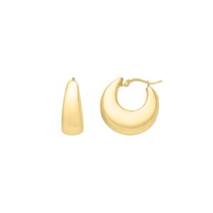 14k Gold Large Tapered Hoop Earrings (20x20mm)