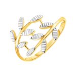 14k Gold Ring with Leaves Crossover Textured Two Tone (1.50 mm)