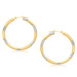 Hoop Earrings Polished 14k Two Tone Gold (3x30mm)