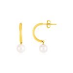 14k Gold Half Hoop Earrings with Pearls