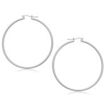 14k White Gold Hoop Earrings Polished (2x60mm) 14k White Gold Hoop Earrings Polished (2x60mm)