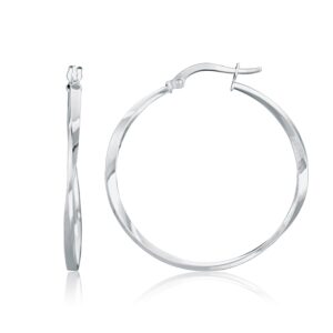 14k White Gold Mobius Twisted Hoop Earrings (1.5x50mm)