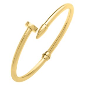 14K Gold Cuff Nail Bangle Bypass Head