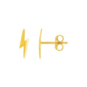 14k Gold Lightning Bolts Stud Earrings