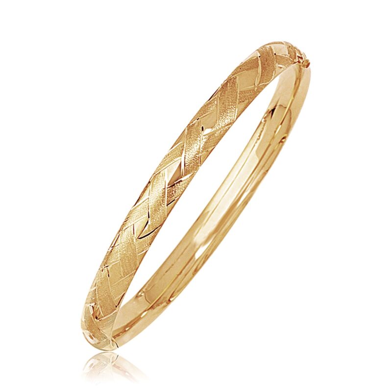 14k Gold Bangle Domed Weave Motif (6.00 mm)
